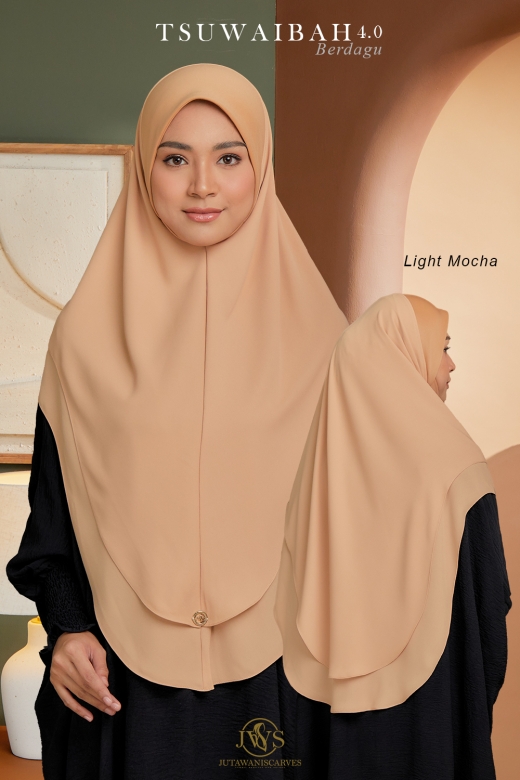 TUDUNG TSUWAIBAH BERDAGU 4.0 LIGHT MOCHA SAIZ XL